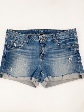 a.n.a Washed Blue Distressed Denim Shorts